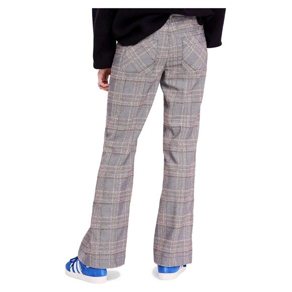Free People Women's Plaid Wide Leg Bell Bottom Pants SZ 12 - Picture 3 of 11